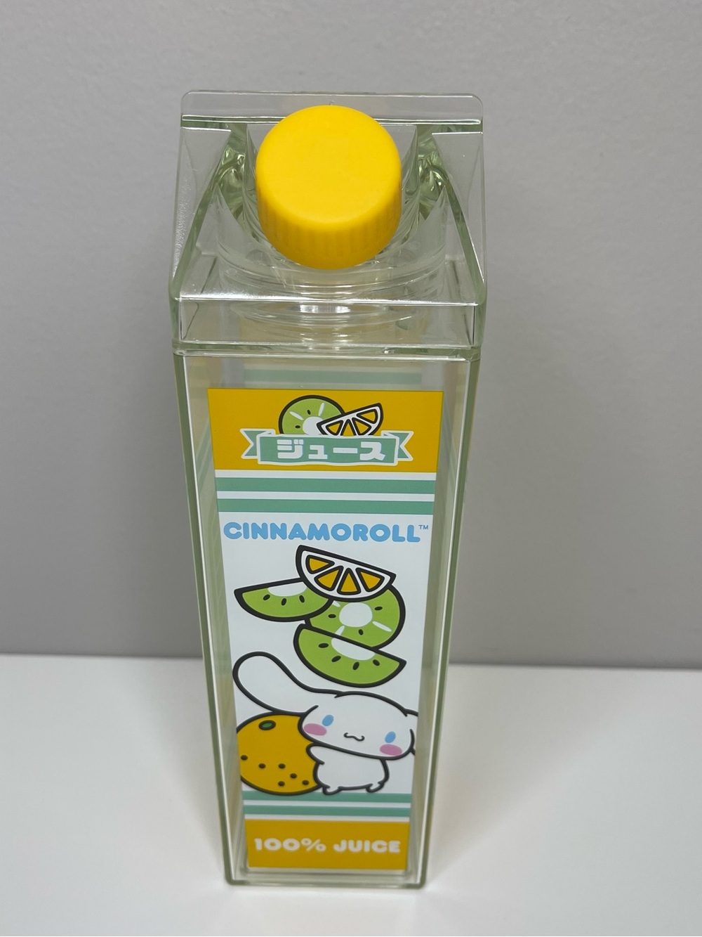 Sanrio Cinnamoroll Orange / Kiwi Milk Carton Plastic Water Bottle 16 oz.